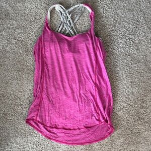 lululemon athletica Hot Pink Strappy Tank with White Cross-Back
